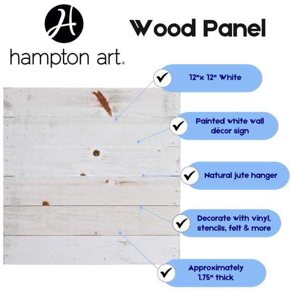 Hampton Art Hampton Art 12" x 12" Mix the Media Weathered White Wooden Plank, 1 Each