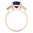 thumbnail image 4 of 3 ctw 3 Stone Anniversary Ring for Women | Cushion Cut Simulated Blue Sapphire | Hyperallergenic Solid 14K Rose Gold, 4 of 5
