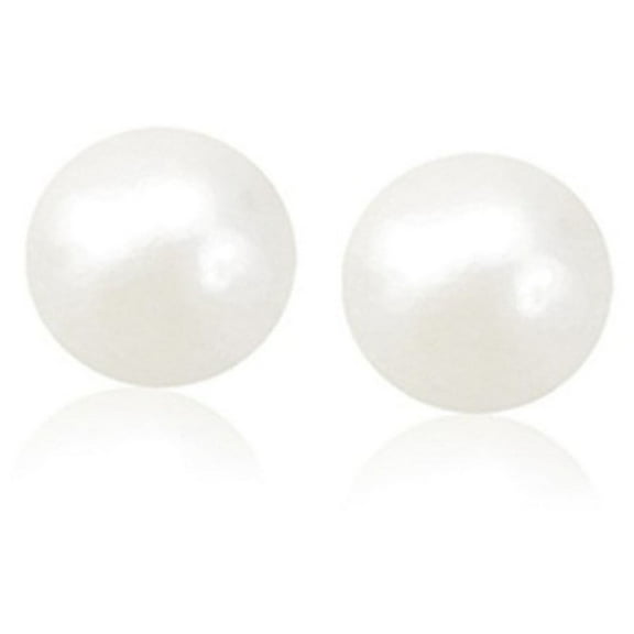 14k Yellow Gold Freshwater Cultured White Pearl Stud Earrings (7.0 mm)