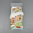 thumbnail image 1 of Ambesonne Cartoon Bedding Set 3 Pcs, Quaint Village Street, Twin XL, Green Teal, 1 of 3