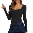 thumbnail image 4 of Women's Long Sleeve Shirts 2026 Fall Winter Basic Square Neck Fitted Breathable Undershirt T Shirts, 4 of 8