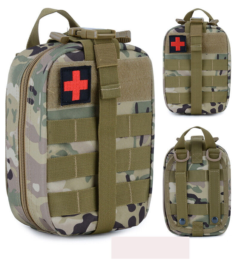 Ouch Pouch Patch Hook and Loop / Sew on Medic First Aid Kit Military Army  Emergency Airsoft Hiking Outdoor Black MTP Camo 