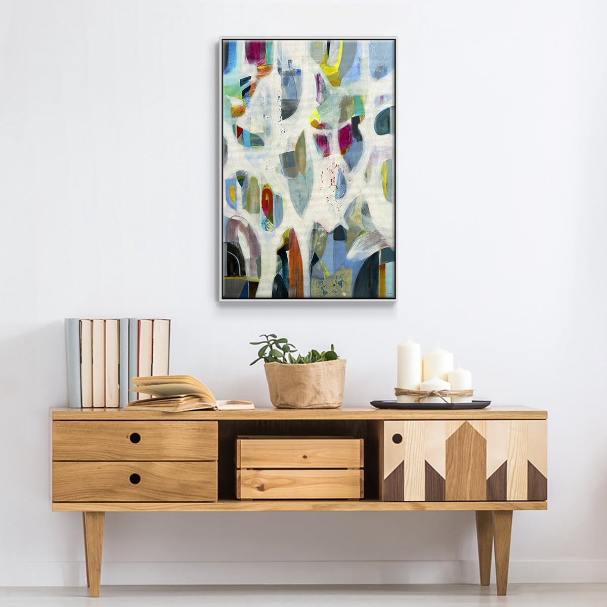 Interaction Framed Premium Gallery Wrapped Canvas - Ready to Hang - 25 x 37 - White Floating Frame