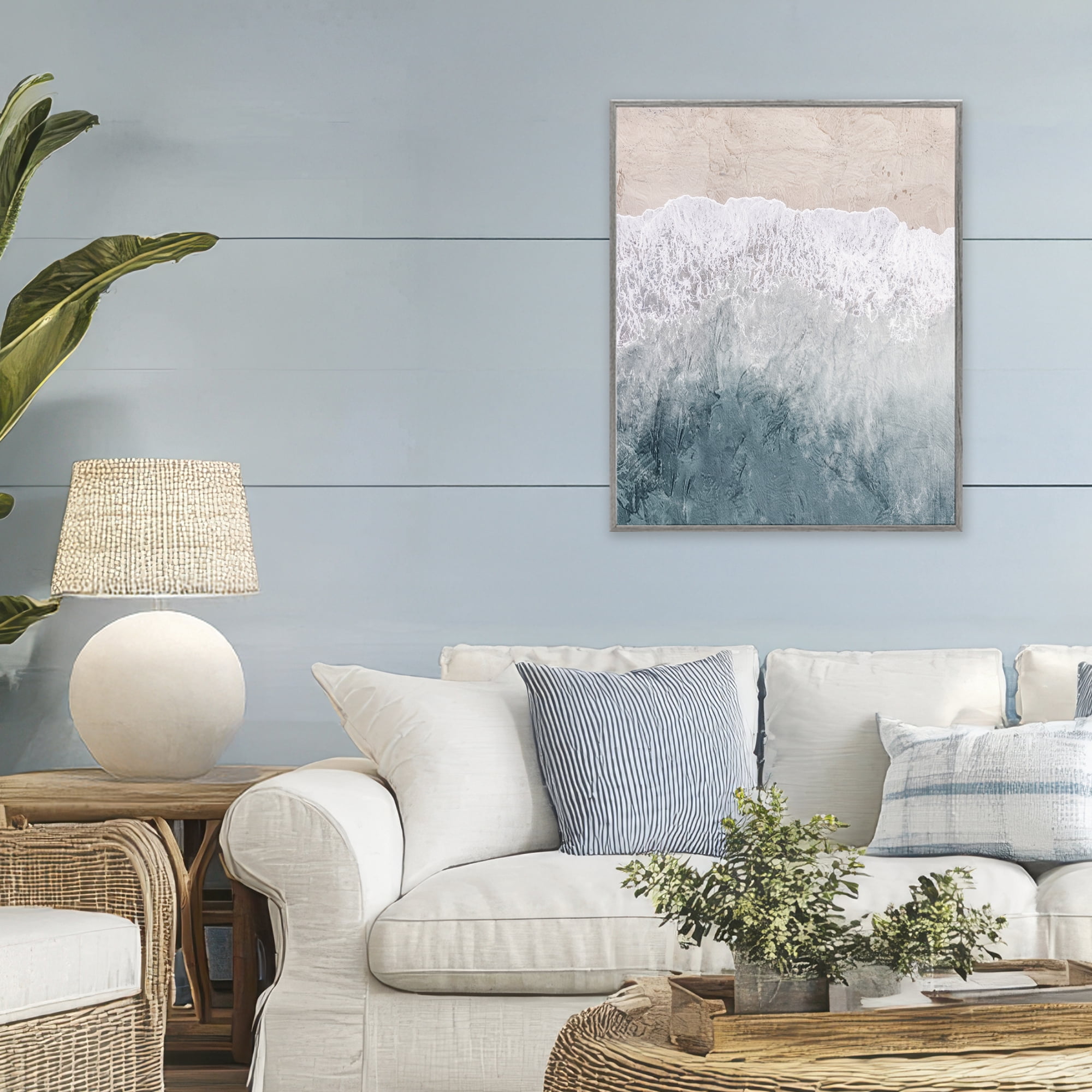 Stupell Industries Beach Top Shore Gray Framed Giclee Art, design by Kim Allen