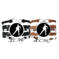 thumbnail image 1 of Deporte de invierno, esqui negro silueta Pulsera pareja de cuerdas de cuero Unbranded M, 1 of 3