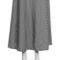 thumbnail image 3 of Cenuakty Women Dress, Chiffon Tops, Striped Asymmetrical Hem Long Sleeve V-Neck Blouse High Waits Waistband, 3 of 9