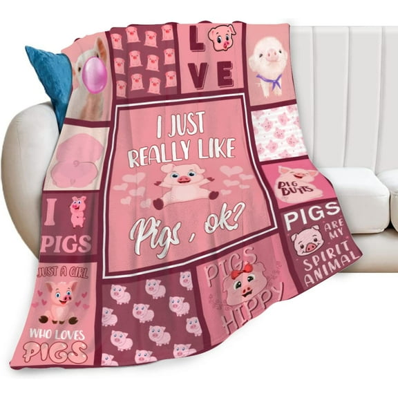 Pig Blanket, Pig Blankets for Adults with Pig Throws for Men Women Kids Rustic Lodge Farmhouse Decor for Couch Office Craft Room Living Room 50X60inch