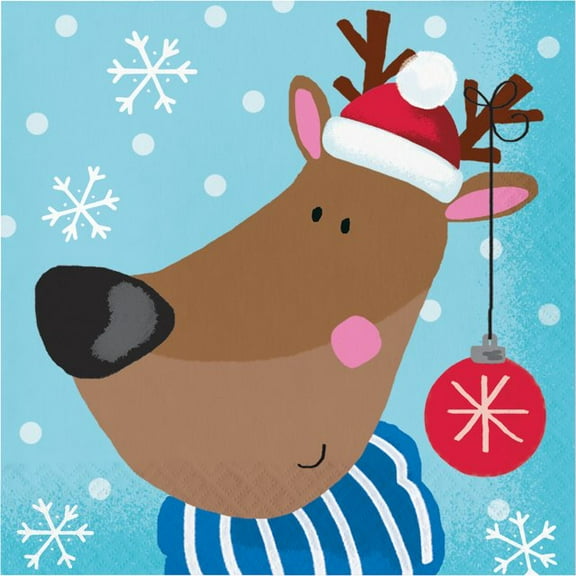 Jolly Reindeer Christmas Paper 16 Ct Luncheon Napkins