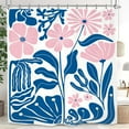 thumbnail image 5 of Pink Blue Matisse Flower Shower Curtain Abstract Retro Aesthetic Minimalist Vintage Art 70s Modern Bathroom Set Accessories Decor with Hooks 72"W x 84"L (Pack of 1), 5 of 6