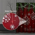 thumbnail image 3 of Christmas Balls Shower Curtain, Fir Branches Waterproof Fabric Bathroom Winter Red Shower Curtain Set with 12 Hooks 72"X72", 3 of 6