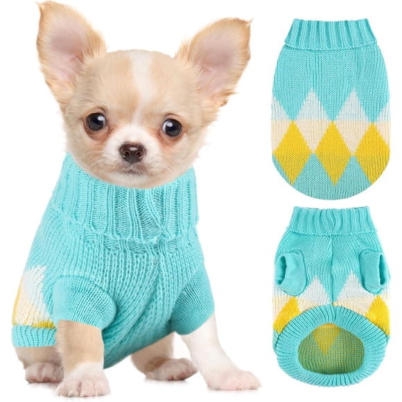 Suéter de punto Chihuahua para perros pequeños, suéter de punto Yorkie Teacup Dachshund, suéteres para perros pequeños, niñas, hombres, otoño, invierno, gatos, suéteres (S)