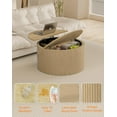 thumbnail image 3 of Fluted Round Coffee Table with Lifting Top, 31.5" Oak Small Circle Coffee Table with Storage for Living Room, 3 of 18