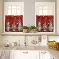 thumbnail image 4 of Merry Christmas Kitchen Curtains and Valances Set, Retro Red Blue Yellow Gnome Snow Rod Pocket Window Valance 18 Inch Window Curtain Panels for Living Room Bedroom Laundry, 27.5x24in, 3 Pieces, 4 of 7