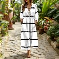 thumbnail image 5 of Lnmiateer Women Boho Maxi V Neck Dress Ruffle Lace Up Bust Puff 3/4 Sleeve Elastic Waist Side Slit Flowy Beach Long Casual Wear, 5 of 7
