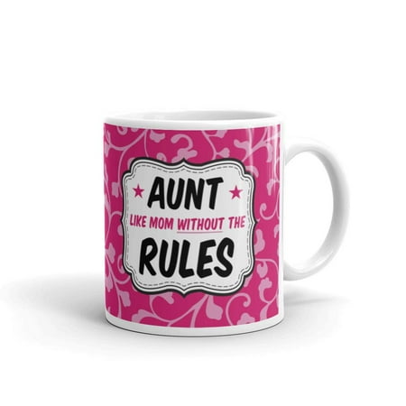 

Aunt Like Mom Without the Rules Gifts for Funny Coffee Tea Ceramic Mug Office Work Cup Gift 15oz
