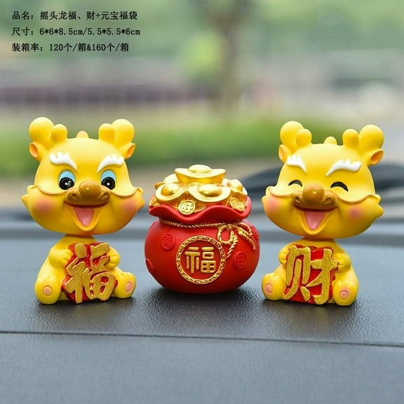WORGEOUS Chinese Style Ornaments Resin Dragon Figure 3Pcs