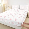 thumbnail image 3 of Homewish Kawaii Stars Print Twin Sheet Sets, White Pink Cartoon Style Twin Fitted Sheet, Teens Kids Boys Girls Flat Sheet, Super Cozy Room Decor, 3pcs, 3 of 7