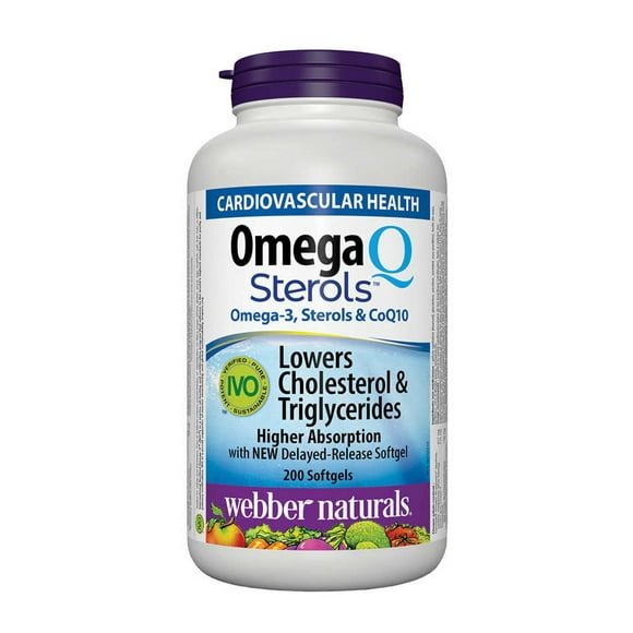 Webber Naturals Oméga-3 et CoQ10 avec des Stérols Végétaux 200 Gélules