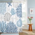 thumbnail image 4 of Navy Blue Gray Coastal Shower Curtains for Bathroom, Summer Beach Coral Shell Ocean Waterproof Fabric Shower Curtain, Decorative Bathroom Curtain for Bathtub, 72"x72" , No Hooks Included, 4 of 9