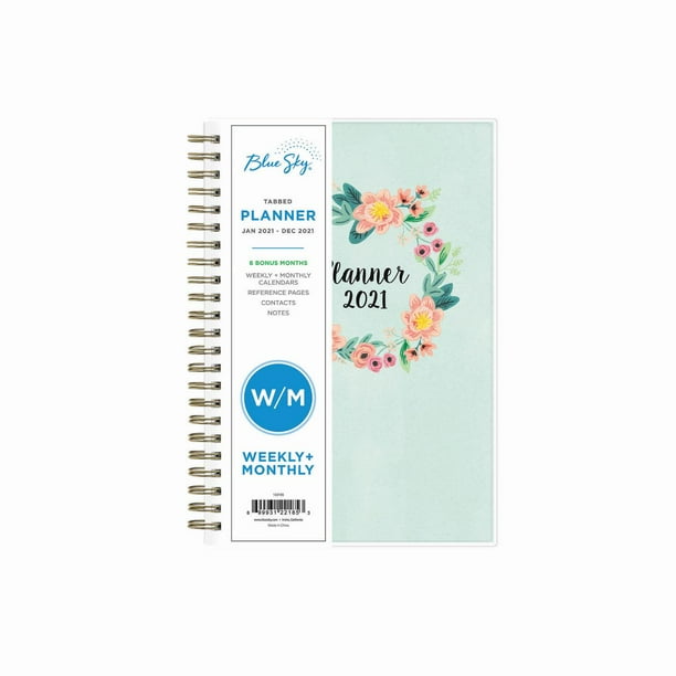 Blue Sky 2021 Weekly & Monthly Planner, 5" x 8", Laurel