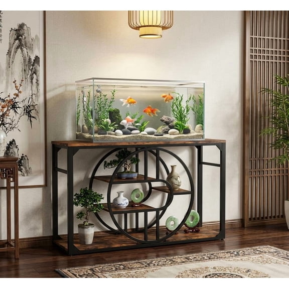 Danolapsi 55-75 Gallon Metal Aquarium Stand,Multi-Tier Fish Tank Stand with Thickened Legs,Heavy-Duty Fish Tank Stand with Storage Cabinet,for Turtle/Reptile Terrarium - Aquatic Accessories Organizer