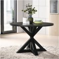 thumbnail image 4 of JERFIT 5-Piece Round Dining Table Set with Cross-Buck Base and 4 Upholstered Chairs, Black and Purple Modern Farmhouse Kitchen Furniture, 4 of 9