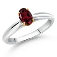 thumbnail image 2 of Gem Stone King 0.50 Ct Oval Red Rhodolite Garnet 925 Silver and 10K Yellow Gold Solitaire Engagement Ring (Size 5), 2 of 4