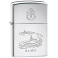 thumbnail image 2 of Zippo Lighter US Navy USN Aircraft Carrier Destroyer Military Chrome, 2 of 2