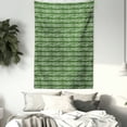 thumbnail image 3 of Stripes Tapestry, Horizontal Wavy Lines Pattern with Dots in Monochrome Style Modern Art Print, Wall Hanging for Bedroom Living Room Dorm Decor, 60W X 80L Inches, Green and White, by Ambesonne, 3 of 5