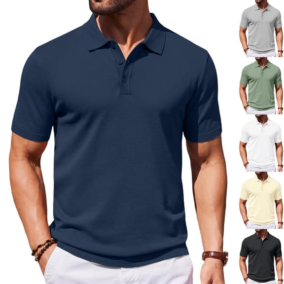 LNZGNM Men's Polo Shirt Golf Quick Dry Performance Short Sleeve Moisture Wicking Athletic Polo Collared Tennis T-Shirt,Mint Green (XXXXXL)