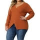 thumbnail image 4 of GRACE & GRANDEUR Suéteres de Pullover Curvy de Talla Grande para Mujeres con Cuello en V Profundo 3X Naranja, 4 of 6