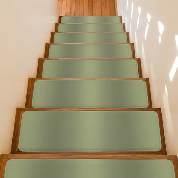 Olive Green Gradient Stair Treads Non Slip for Steps Abstract Rustic Sage Green Minimalist 10 Pcs Reusable Adhesive Stair Runner Mats for Dogs Elders Carpet Treads Rugs for Staircase 8x30 In