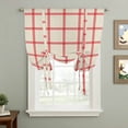 thumbnail image 2 of Yellow Buffalo Plaid Balloon Curtains 63 Inch Length for Living Room/Bedroom, Red Lines Grid Pattern Vintage Rod Pocket Privacy Door Curtains Decorative Tie Up Shade for Window 52"x63", 2 of 8