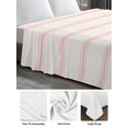thumbnail image 6 of Pink Striped Twim XL Size Flat Sheet, Wrinkleproof & Fadeproof Cooling Flat Bed Sheet Only, Rustic Pink Stripe Modern Art Beige Breathable Soft Bedding Top Sheets 66 x 102 Inches, 6 of 8