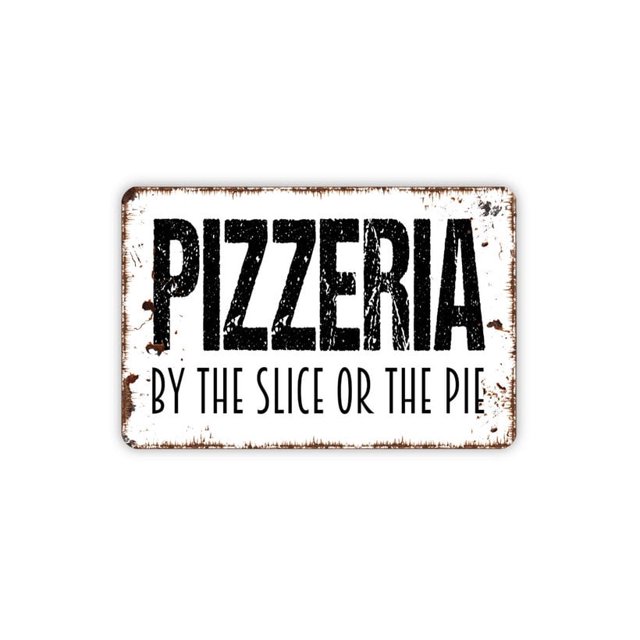 Letrero de metal para pizzería, decoración de estilo rústico contemporáneo para cocina, cafetería, sala de estar, letrero de pared moderno, tamaño: 8 x 12 pulgadas