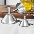 thumbnail image 4 of 3-Piece Stainless Steel Funnels Set, Food Grade, Small/Large/Medium Sizes, with Cleaning Brush, Ergonomic Handle, Easy Storage, for Filling Bottles, Cooking, Oil/Wine/Spice Transfer, 4 of 5