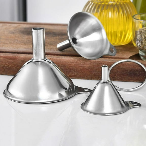 Mini Stainless Steel Funnels Multi-use Small Kitchen Funnel Set - 3PCS (Large, Medium and Small) Three-Piece Suit Nestable Stainless Steel Kitchen Funnel, Used To Transfer Liquid and Dry Ingredients