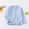 thumbnail image 2 of NOLDARES Toddler Baby Girl Sweater Long Sleeve Button Closure Hollowed Solid Warm Knit Cardigan for Fall Winter(Light Blue,12-18 M), 2 of 6