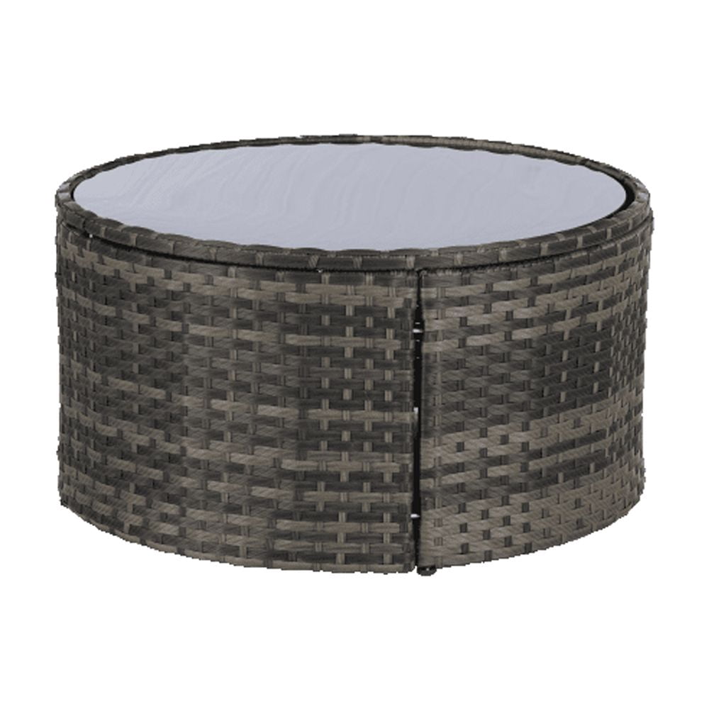 Modern 7 Pcs Outdoor Furniture Set (1 Coffee Table, 2 Side Table, 4 Curved Armless Sofa), Half-Moon Sectional Patio Furniture Set for Backyard, Poolside, 4 Available Color Cushion