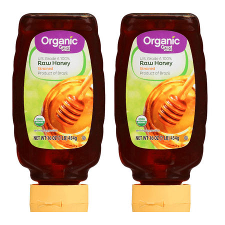 (2 Pack) Great Value Organic Strained Raw Honey, 16 (Best Raw Honey For Face)