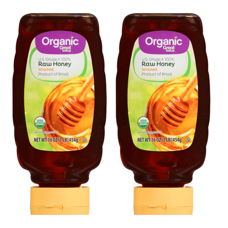 (2 Pack) Great Value Organic Strained Raw Honey, 16 oz