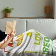 thumbnail image 3 of Rasta Soft Flannel Fleece Throw Blanket, Keep Calm and Love Reggae Words in Ombre Rainbow Colors Music Themed, Cozy Plush for Indoor and Outdoor Use, 50" x 70", Pale Green Yellow, by Ambesonne, 3 of 5