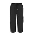 thumbnail image 5 of CHUOU Women Cargo Capris Hiking Pants Summer Casual Drawstring High Waisted Sweatpants Loose Capri Pants With Pockets, 5 of 5