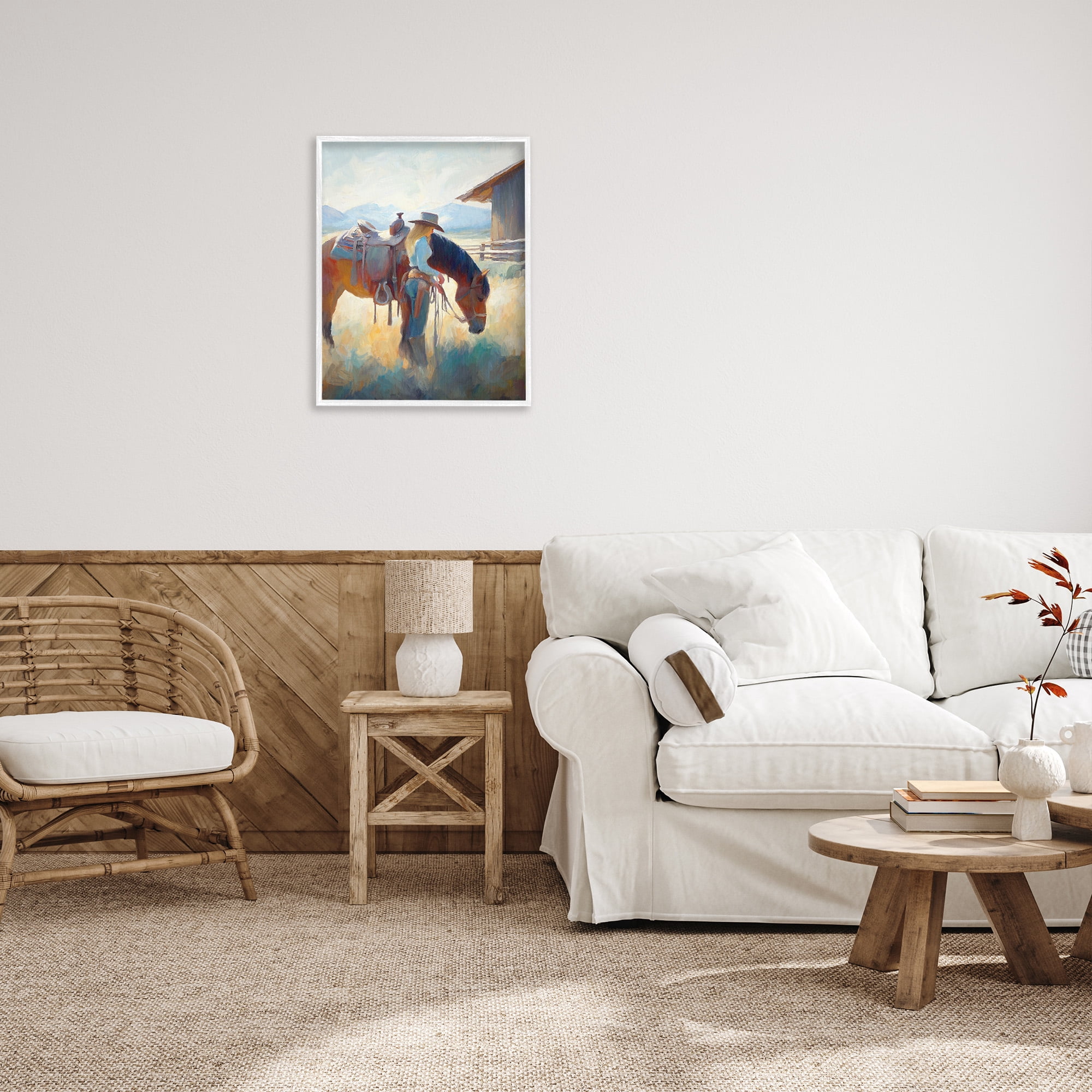 Stupell Industries Equestrian Girl & Horse Animals & Insects Painting White Framed Art Print Wall Art, 24 x 30