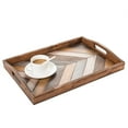 thumbnail image 7 of MyGift 16 x 12-Inch Rustic Multi Color Chevron Rectangular Wood Breakfast Serving Tray, 7 of 7