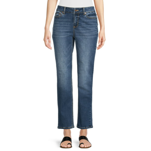 Time and Tru Women’s Mid Rise Straight Jeans, Sizes 2-18 - Walmart.com