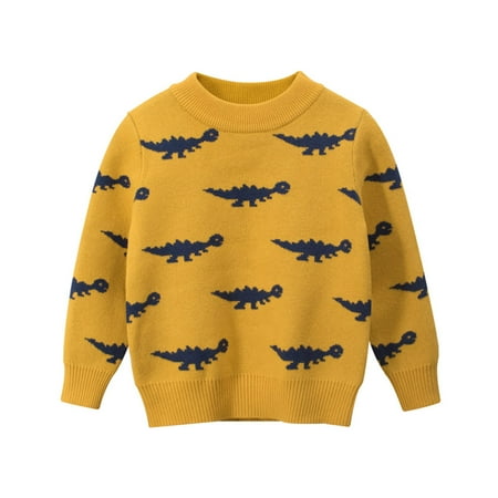 

Dadaria Toddler Sweater 1-9Y Toddler Kids Baby Girls Boys Cartoon Dinosaur Sweater Knit Crochet Tops Outfits Yellow 130 Toddler