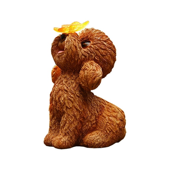 Qocolhg Dog Statues Outdoor Decor, Solar Lights Outdoor Statue Garden Decorations Solar Dog Ornaments for Patio, Lawn, Yard Art Decoration, Housewarming Garden Decor, Resin