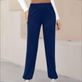 thumbnail image 5 of Lixiuxyad Summer Beach Pants Women Wide Leg Pants Elastic Waist Fashion Solid Casual Sports Sweatpants Loose Pants With Pockets Blue, 5 of 6