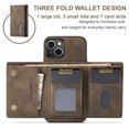 thumbnail image 2 of Allytech 2 in 1 Detachable Wallet Case for iPhone 15 Plus with Cash Pocket & Cash Slots, [Magnetic Clasp] [Kickstand] Retro PU Leather Soft TPU Shockproof Anti-Scratch Slim Case - Coffee, 2 of 9